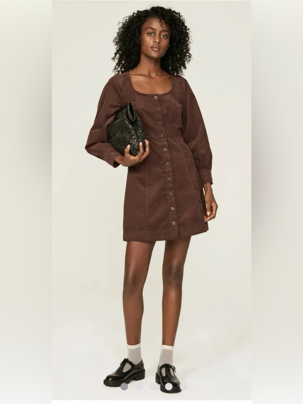 Madewell Corduroy Seamed Long-Sleeve Mini Dress